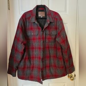 Men's Red and Gray Plaid Jacket